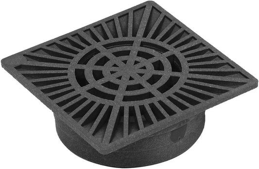 StormDrain Outdoor 9-in. Square Grate Cover with Bottom Outlet, Green - Superior Strength and Durability - Fits All 6-in Catch Basins, Sewer and Drain Pipes