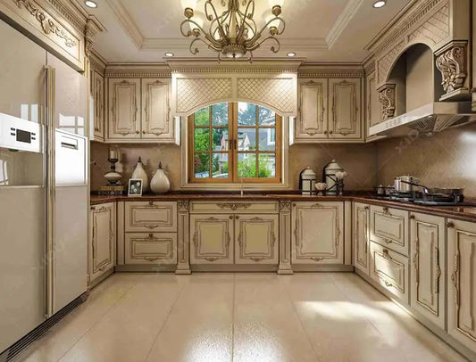 Antique hotsale high quality modular kitchen cabinet with handles design