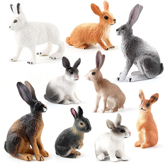 Simulation Cute Small Rabbits Models Toys Simulated Mini Rabbit Action Figure Decoration Figurines For Kids Education Xmas Gifts