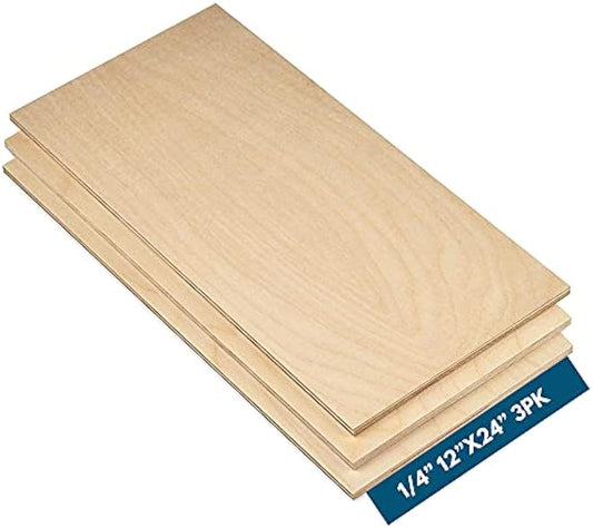 6MM 1/4" x 12 x 24 Baltic Birch Plywood – B/BB Grade (Package of 3) Perfect for Arts and Crafts, School Projects and DIY Projects, Drawing, Painting, Wood Engraving, Wood Burning and Laser Projects