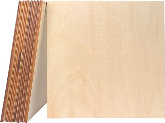 8 塊未完成的木板 8x8x3/16 英寸厚椴木膠合板木製方形面板用於工藝品 DIY 自製