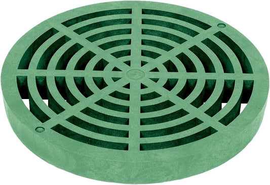 StormDrain 9" x 9" 戶外集水盆扁平圓形格柵蓋，綠色 - 卓越的強度和耐用性