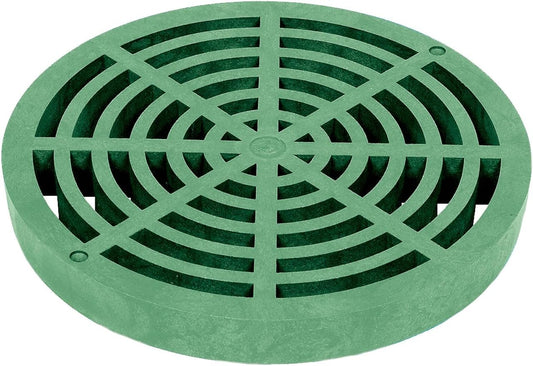 StormDrain 9" x 9" 戶外集水盆扁平圓形格柵蓋，綠色 - 卓越的強度和耐用性