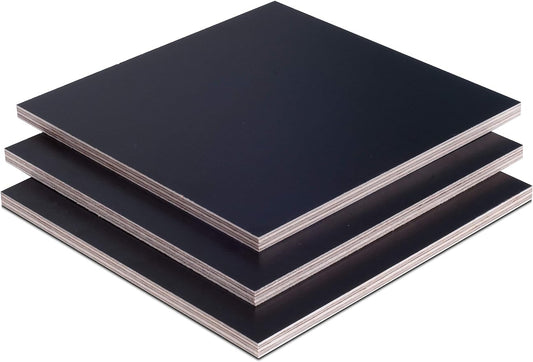 6MM 1/4" x 12 x 12 歐洲彩色層酚醛合板，覆膜波羅的海樺木芯（黑色，3 件裝） 
