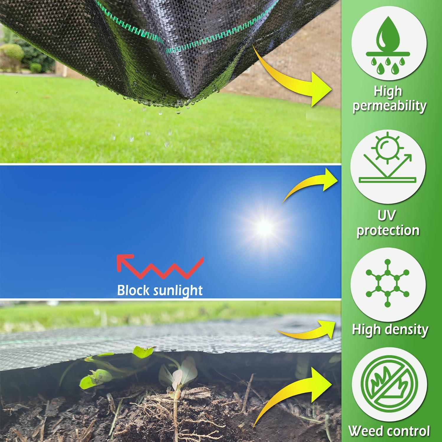 (6ft x 50ft 100% Virgin Material. Premium Heavy Duty Weed Barrier Fabric for Landscaping, Farming, Gardening and Agriculture. Durable Woven Landscape Fabric