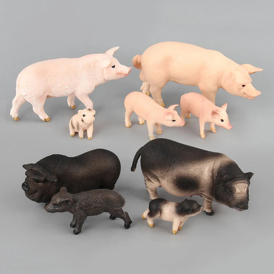 農場野生模型模擬家禽豬野豬動作玩偶動物模型 PVC 公仔系列兒童玩具