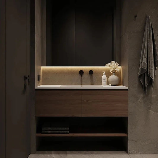 High End 4 Foot Fresca Luxury European Walnut Bathroom Vanity Set with Drawers And Mirror