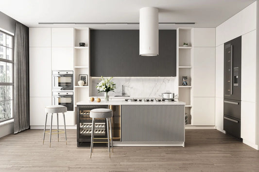 Quartz slab countertop acrylic modern kitchen design island hmr particleboard scandinavian kitchen cabinet