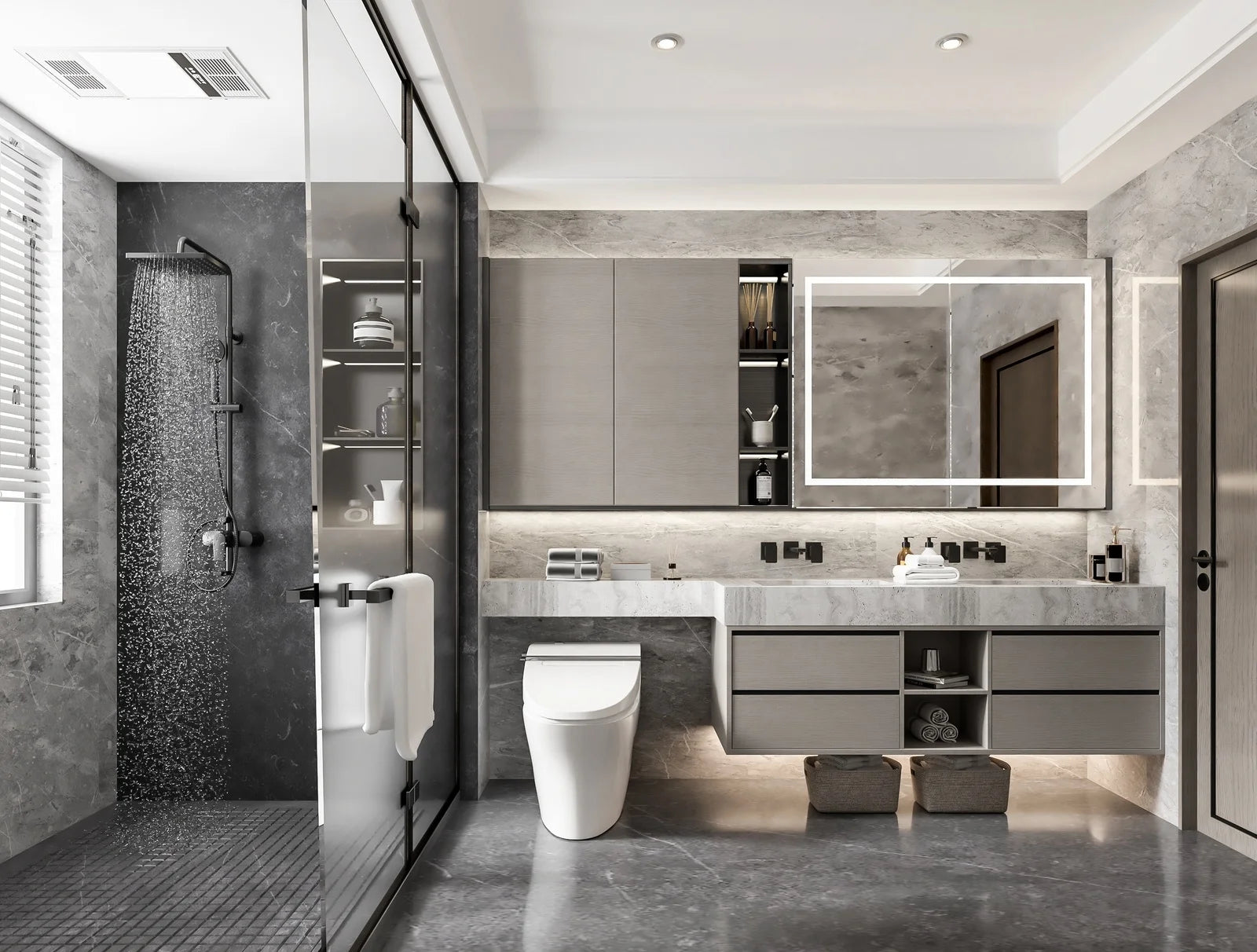 美式壁掛式盥洗盆櫃浴室梳妝台照明現代 30 英寸