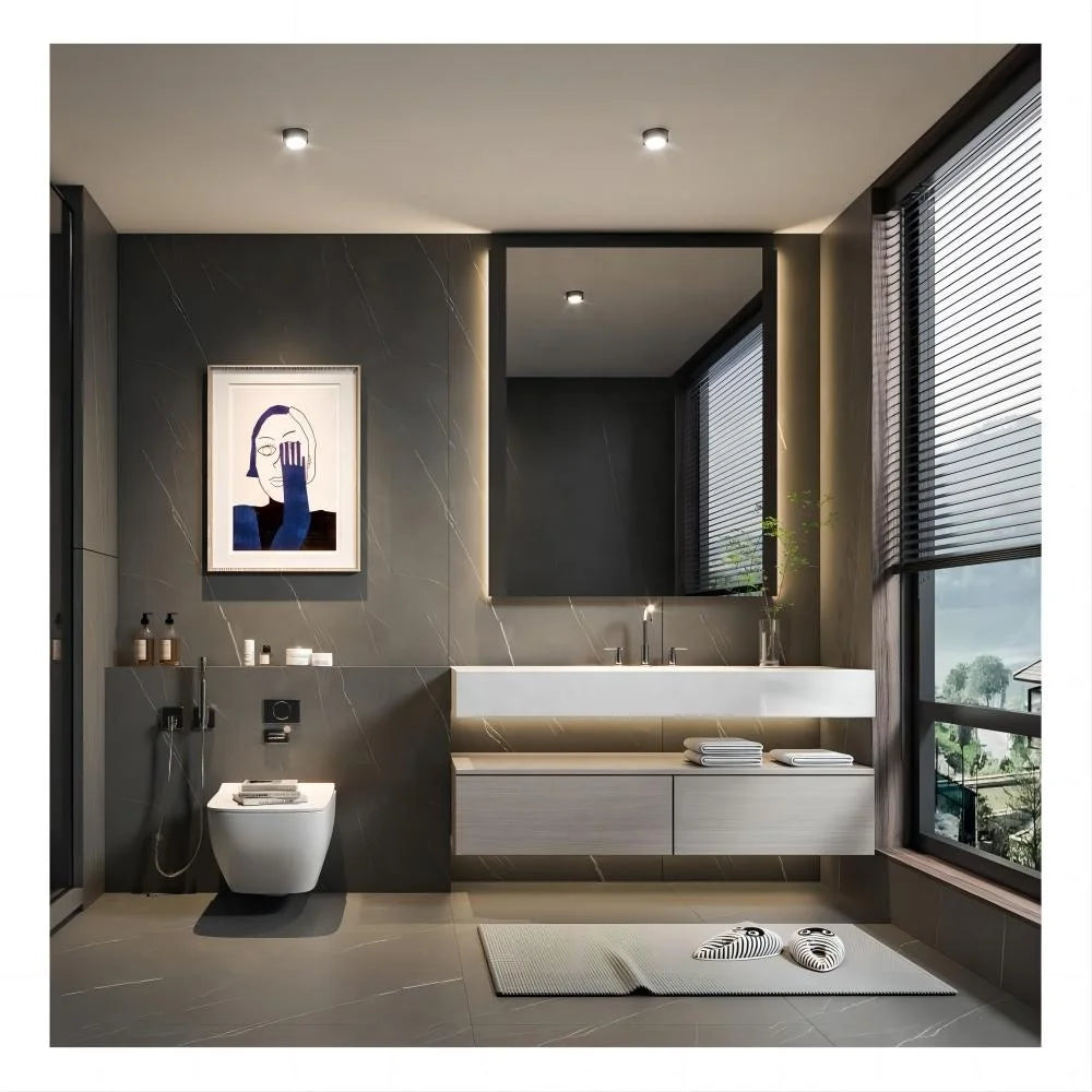 美式壁掛式盥洗盆櫃浴室梳妝台照明現代 30 英寸