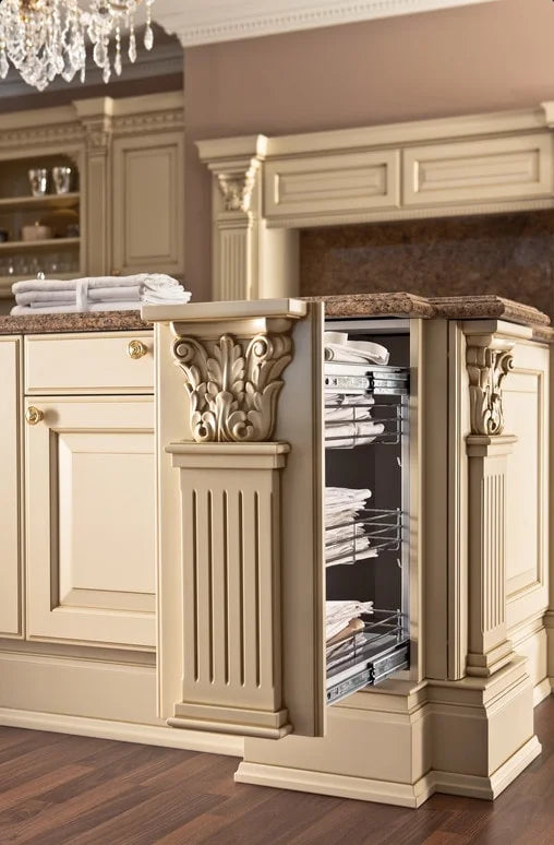 高端訂製仿古風格經典豪華實木廚櫃設計